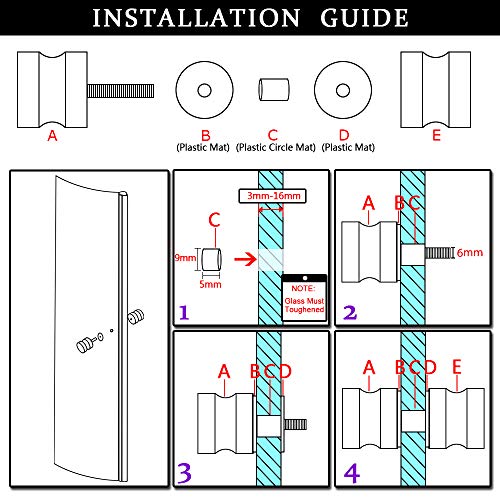 Alise Sliding Shower Door Knob Bathroom Door Handle Pull Round Back-To-Back,L5000 Solid Sus304 Stainless Steel Polished Chrome #TOP2