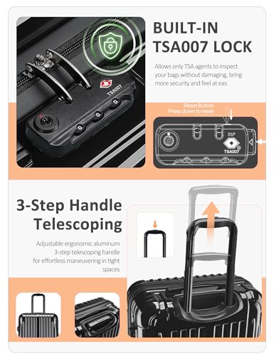 Image of Carry on Luggage - Airline Approved Suitcases with Spinner Wheels, Built-In TSA Lock,Hard Shell Expandable Suitcases
