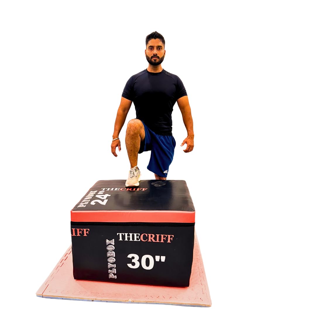 TheCriff Plyometric Jumping Trainer 3 Heights in 1 Box -20",24",30" for Gym, Crossfit, Cardio, Agility & Balance Training, Lower Body, Core & Stability