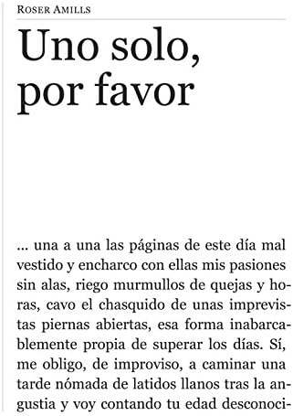 Uno solo, por favor: THRILLER POÉTICO FÁCILMENTE ADAPTABLE AL CINE Y/O LA TELEVISIÓN