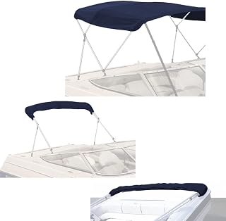 SavvyCraft 4 Bow Bimini Top Replacement Cover 10 Feet Long, Durable Marine Grade Canvas Sun Shade Boat Canopy, Easy Install Zipper Sleeves, 4 Bow 120 inches Long, 91-96 inches Wide, Navy Color