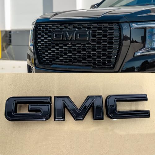 2019+ OEM Grille Front Emblem 3D Nameplate Replacement for 2019+ Sierra 1500 2500HD 3500HD 2021-2025 Yukon Badges 2023-2025 Canyon 86539814 (All Gloss Black)