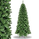 Albero di Natale Slim 180 cm, Realistico e Folto, 798 Rami con Apertura ad Ombrello, Abete Artificiale Ignifugo, Facile da Montare, in PVC, Verde con solida Base in Metallo