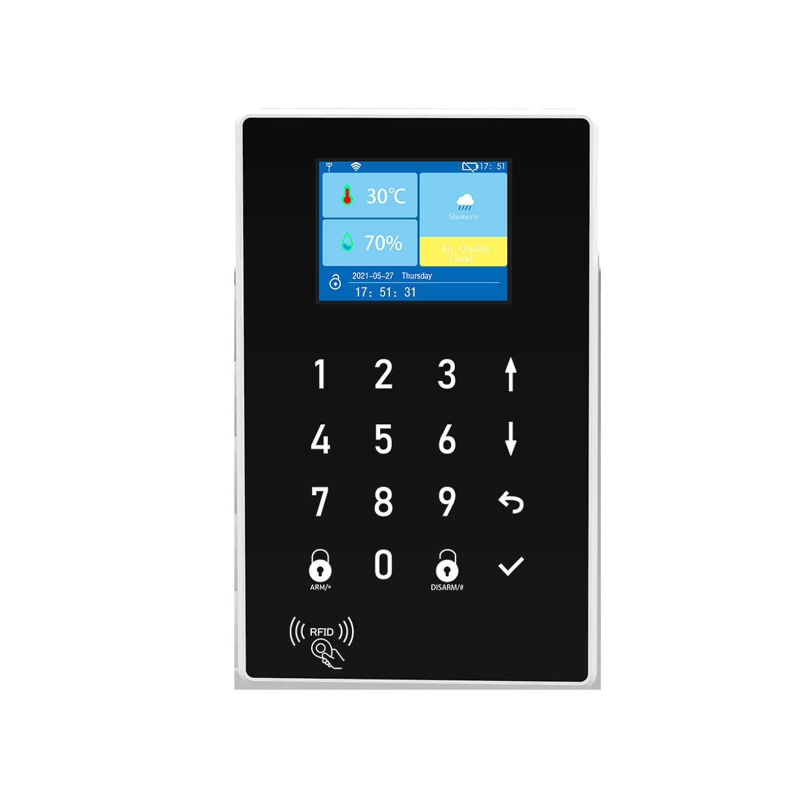 Kit Alarma Casa, Tuya Smart Life GSM+WiFi Sistema de alarma antirrobo de seguridad en el hogar Rifd Teclado táctil Pir Sensor de movimiento de la puerta de contacto Sensor de alarma(Nero)