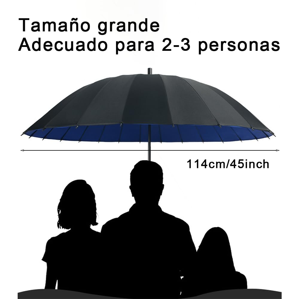 Paraguas Grande XXL 24 Varillas Antiviento Automático Hombre Mujer Paraguas 128cm Clásico Golf Largo Con Doble Capa Para Resistente Fuerte Prueba De Viento