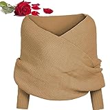 LSNTUU Sweater Scarf with Sleeves, Snowfall Shawl, Plus Size (Brown)