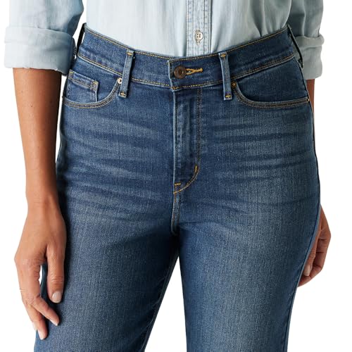 Levi Strauss Signature Women's High-Rise Straight Jeans Stretch Denim (Standard and Plus), (New) Hurricane, 10 Long4