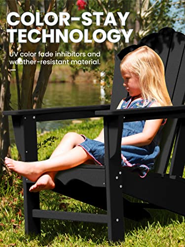Kingyes Hdpe Adirondack Chair, Classic All-Weather Adirondack Chair, Black #TOP3