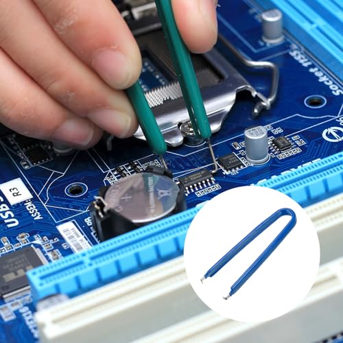 Image of uxcell IC Chip Extractor 100mm Stainless Steel with U Shape IC Chip Switch Puller Blue for Component Motherboard, 2pcs