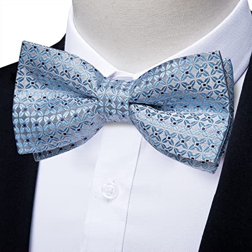 Image of DiBanGu Pre-Tied Bow Ties for Men Silk Adjustable Tuxedo Bowties Pocket Square Cufflinks Set with Lapel Pin Jacquard Woven