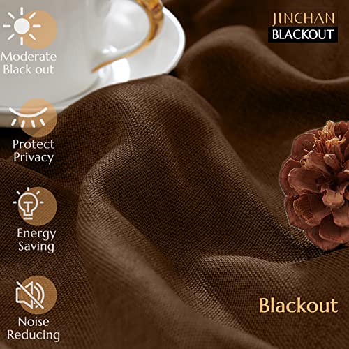 Jinchan Linen Textured Curtain 84 Inch Long For Living Room Room Darkening Thermal Insulated Grommet Top Window Drape For Bedroom 52X84 Brown 1 Panel #TOP2