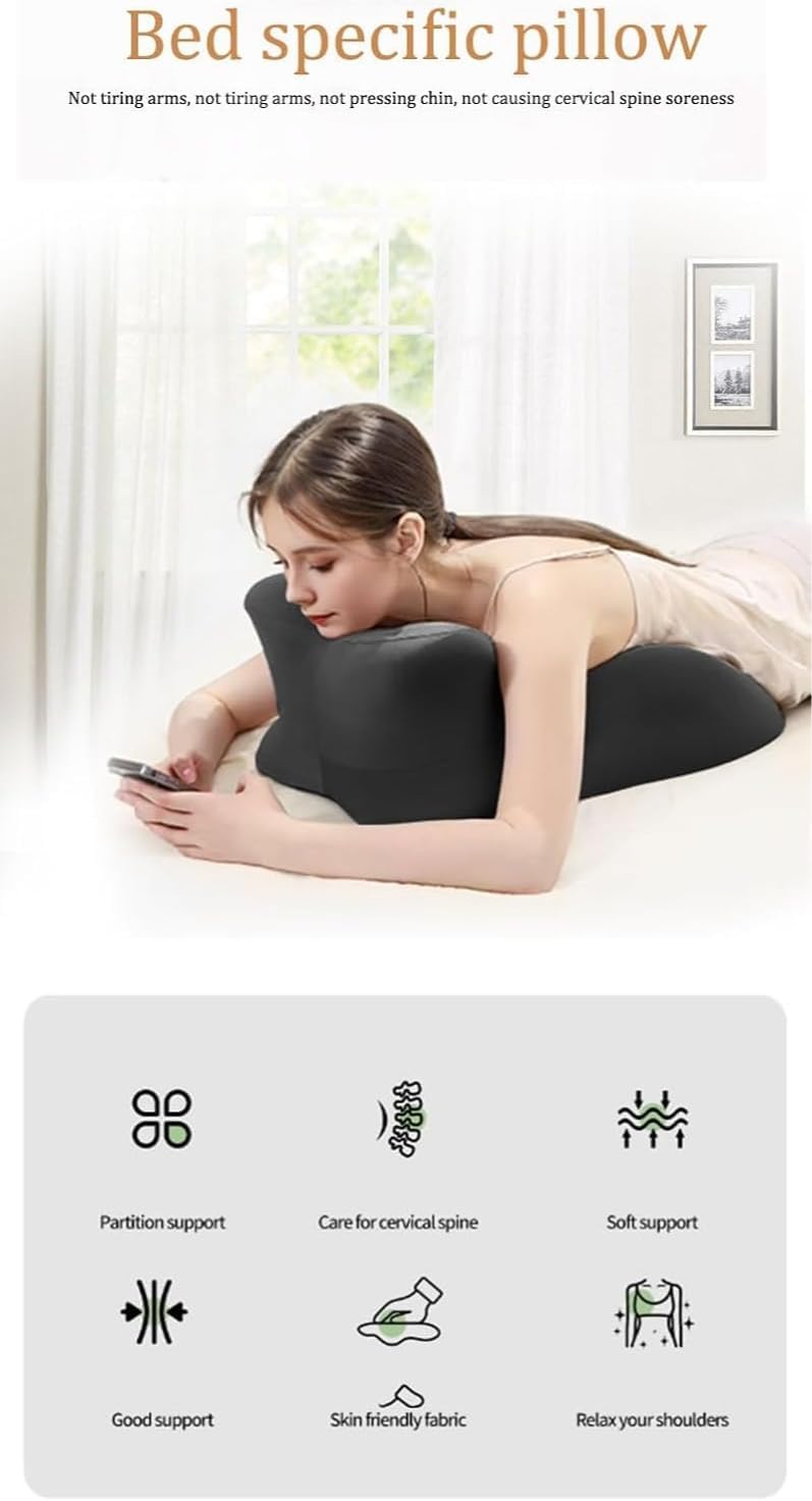 Ergonomic Support Pillow, 27° Angled Memory Foam Wedge Cushion for Back, Neck & Posture Support, Multi-Position Comfort for Home Use (Black)