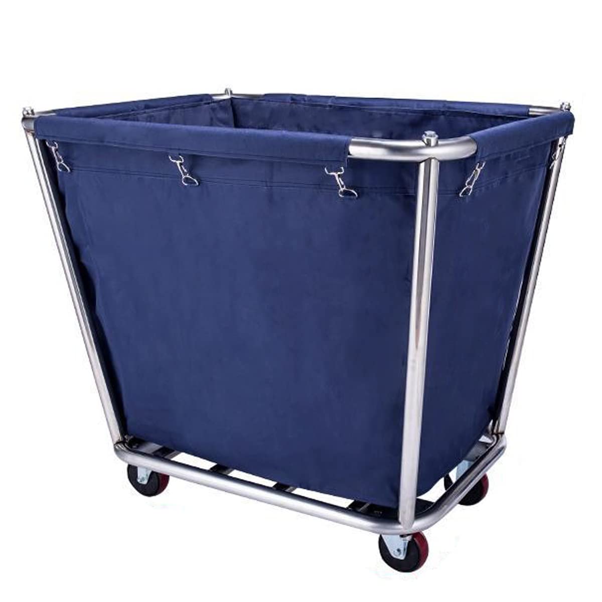 JYBNBBE Heavy Duty Commercial Laundry Cart with Wheels Brown Trolley for Hospitals & Hotels 4 Tubes Laundry BasketMobile Laundry Solution,Blue-4 Tubes