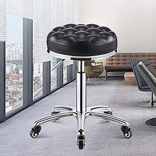 Tabourets de comptoir rembourrés et pivotants avec base solide à 5 roues - 2