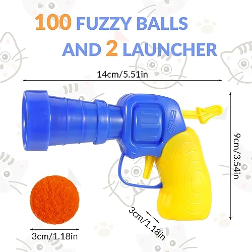 Interactive-Cat-Toys-Balls-Launcher100-Cat-Pom-Pom-Balls-and-2-Cat-Toy-LaunchersIndoor-Kitten-Toys-for-Your-Cute-Cats-Exercise-Training-Chasing