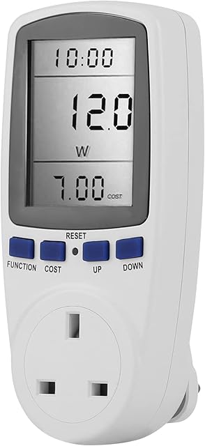 Electricity Usage Monitor, UK Plug in Electricity Power Consumption Meter, Energy Monitor Watt Kwh Analyzer with LCD Display for Home Hotel