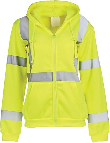 Miniatura 1 de J. J. Keller & Associates, Inc. Sudadera con cremallera de alta visibilidad para mujer, tipo R Clase 3, SAFEGEAR