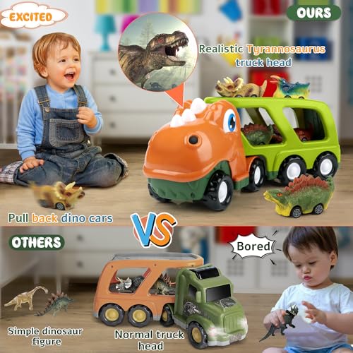 Nicmore 677A5 Dinosaur Truck Toddler Toys Car: Toys For 2 3 4 Year Old Boy 5 In 1 Carrier Transport Toys thumb #4