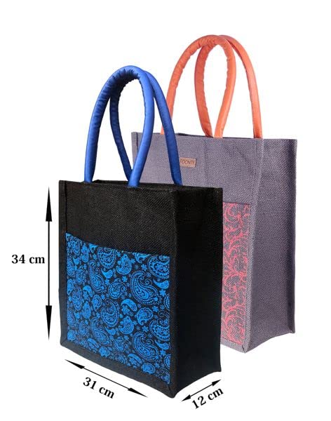 Image of FOONTY Tote Bag /Lunch Bag /Gym Bag (Pack of 2,FFFWB6016E Multicolored)