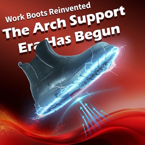 ZERVRTON Steel Toe Work Boots for Men,Slip-on Work Boots,Men's Industrial & Construction Shoes,Waterpoof Safety boots,Non-slip,Comfortable,Lightweight2