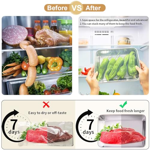 LWAIX Aufschnittboxen für Kühlschrank Edelstahl Lebensmittel Aufbewahrungsbox 4Stk Frischhaltedosen mit Deckel Dosen zum Einfrieren Luftdichte Frischhalteboxen Stapelbar Metal Aufbewahrungsboxen