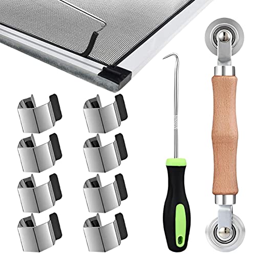 Kit de rolos de ferramentas de tela - Ferramenta Spline da Tela | Com gancho de remoção e 8 clipes d