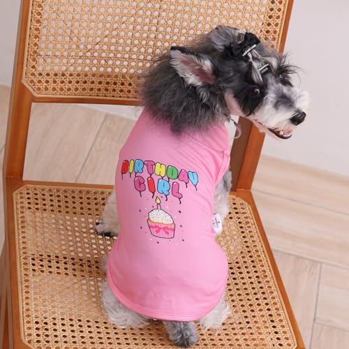 Image of CuteBone Soft Dog Shirt Birthday Lightweight Small Puppy T-Shirts Pet Clothes Breathable Tee Vest Stretchy Outfit Cat Apparel