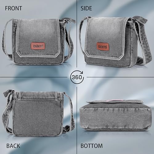 Image of ZAINTO Premium Denim Sling Bag for Women, Multipocket Crossbody, Blue Jeans Side Bag for girls (Medium Blue)