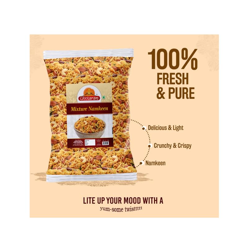 Ghotaram Gujarati Mix | Gujarati Namkeen | Spicy & Sweet in Flavour | Natural Flavouring Agent | Tea- Time Munchies to Spend Time with Family | Ready to eat Occasion Festival Namkeen-300g*1Pack