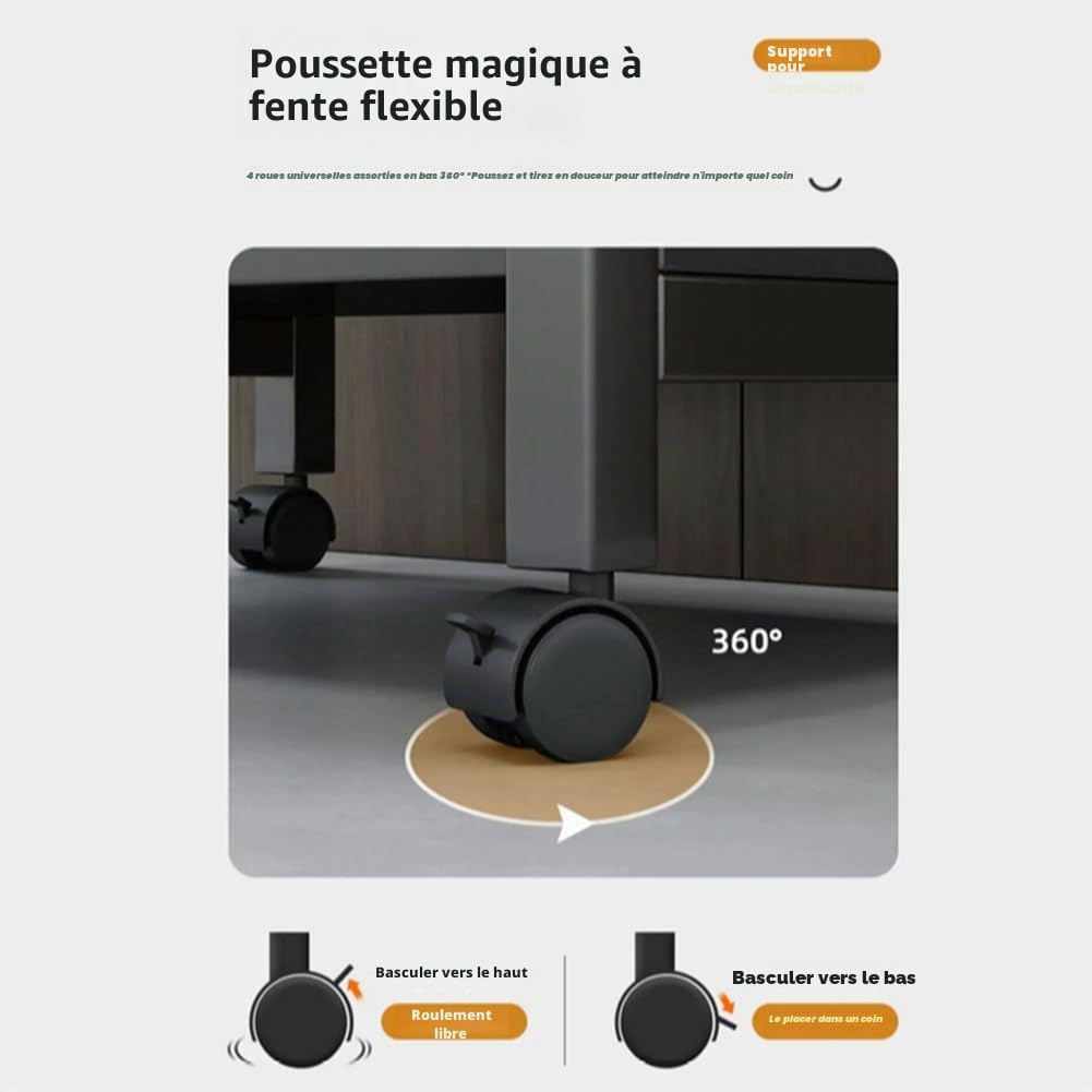 Support pour Tour d'ordinateur à 3 Niveaux, Réglable en Hauteur avec roulettes, Support pour PC CPU en pour Salon, Chambre à Coucher, Bureau, 51 x 30 x 69 cm, Noir