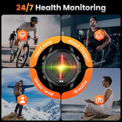 Military Smart Watch(Answer/Make Call), GPS Smartwatch for Men with LED Flashlight Compass, 1.46" HD Screen Fitness Tracker, 100+ Sport Modes, Rugged Smart Watches Compatible for iPhone Android - Image 5