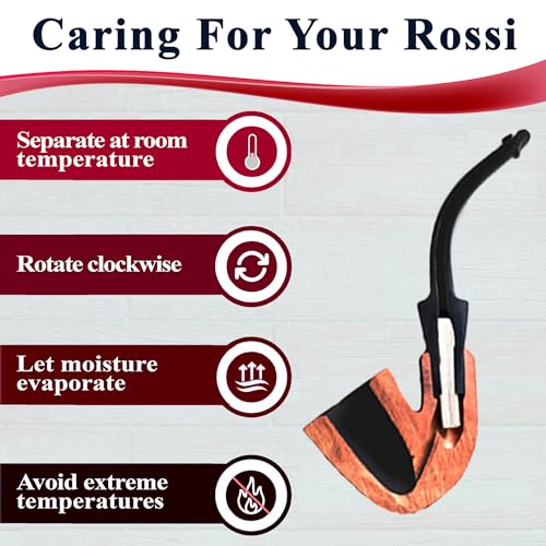 Rossi Notte Handmade Briar Pipe by Savinelli - Hand Brushed Dark Swirl Stain, Polished Finish & Rich Wood Grain (8626) - Image 5