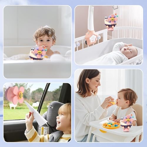 Image of Storio 5-in-1 Suction Spinster Windmill Toy - Blue | Interactive Baby Toy for Bath & Play | Sensory Suction Cups Toy for Toddlers | Early Skill Development (Pack of 2)