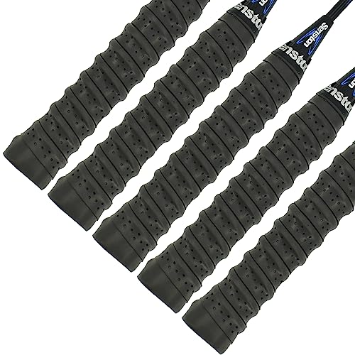 Senston New Rackets Grip Anti Slip Perforated Super Absorbent Tennis Overgrip Badminton Overgrip Pickleball Overgrip 5 Pack Black