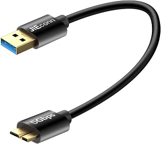 JIEconn 1.5ft Micro USB Cable,Short Micro USB 3.0 Cable 5Gbps,USB 3.2 A Male to Micro B Male Cord Compatible with External Hard Drive,HDD,Samsung Galaxy S5,Note 3,WD My Passport Drive,WD Drives