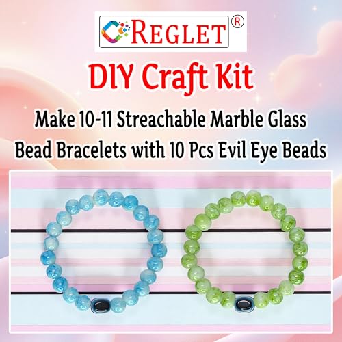 Image of 15 Pcs Evil Eye Beads + 250 Pcs Marble Glass Beads for Jewellery Making Kit - Glass Beads for Bracelet Making Kit - Bead Craft - 8mm