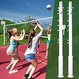 Luwint Volleyball Net Poles with Ground Sleeves, Adjustable Volleyball Stand Posts for Outdoor Sports, Backyard, Beach, Pool - No Net Included, White