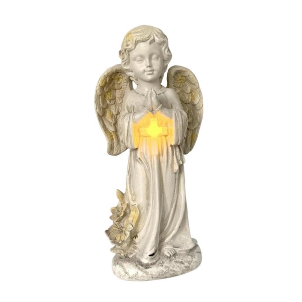 POXZSFX Memorial Angel Garden Sculpture Unique Outdoor Lawn Decoration Solar Powered Statue Enhancing Gardens Patios Balconies Resin Solar Powered Garden Angel Statue Ornament