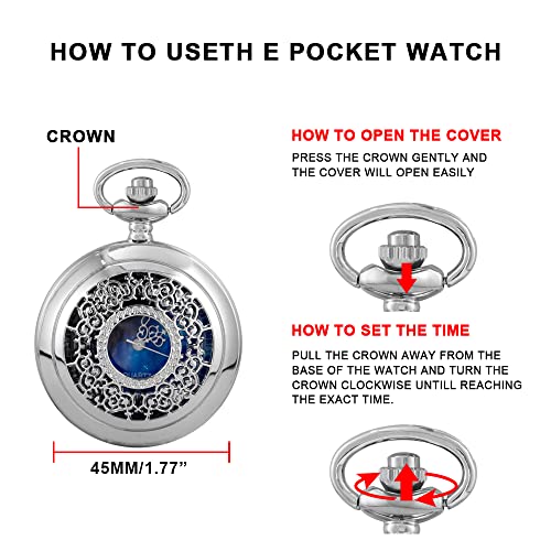 Image of Tiong Roman Numerals Scale Quartz Pocket Watches with Chain Christmas Graduation Birthday Gifts Fathers Day