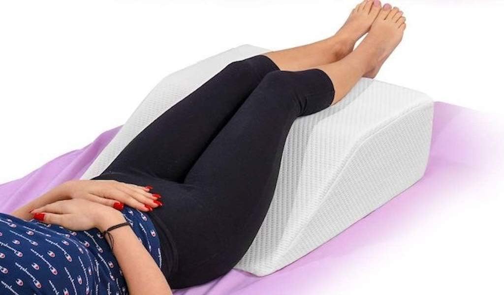 Large Leg Elevating Wedge Pillow for Adults, Helps Blood Circulation Reduce Back Hip Neck Knee Pain, Removable Zip Cover - Made in UK