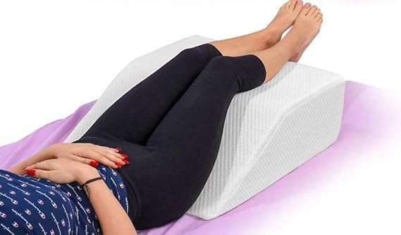 Restorology Leg Elevation Pillow for Sleeping, Resting, Supportive Bed Wedge Foam Pillow for Circulation, Swelling, Foot & Knee Discomfort - Made in UK