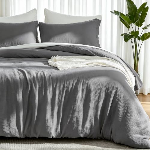 EMME Musselin Bettwäsche 155x220 cm - 100% Baumwolle, Oeko-TEX Zertifiziert | Doppelte Extra Weiches und Atmungsaktiv 4-Jahreszeiten Set, 1 Bettbezug + 1 Kissenbezug, 2teilig Bettw