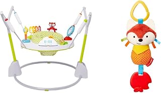 Skip Hop Fold-Away Baby Jumper, Explore & More Jumpscape & Bandana Buddies Baby Activity Chime & Teether Stroller Toy Stocking Stuffers, Fox