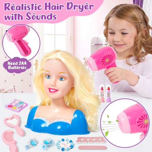 image for SVMK Hair Styling Doll Head Makeup for Girls Toys Kids Practice Preten