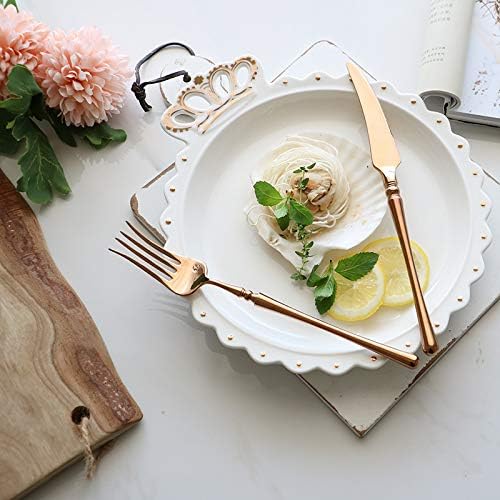 Silverware Flatware Cutlery Set, 4/16/24/32/40/48 Pieces Retro Mirror Rose Gold 304 Stainless Steel Tableware Set Main Meal Knife, Fork and Spoon.Rose Gold-48 Pieces for 1 -Rose Gold-48 Pieces for 12