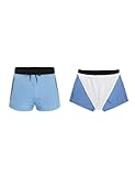 Men's Swim Trunk Swimwear Swimsuit Board Beach Short with Zipper Pocket Blue and Black
