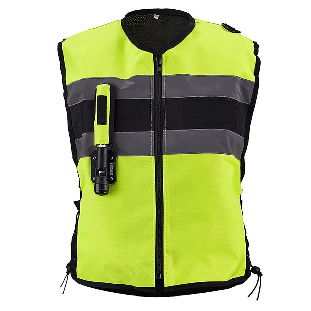 Chaleco De Airbag con Banda Reflectante, Ropa De Lona Densa 600D, Uso Suave, Tamaño De Pecho Ajustable, No Equipado con Cilindro De C02, para Motocicletas. (Color : Green, Size : L)
