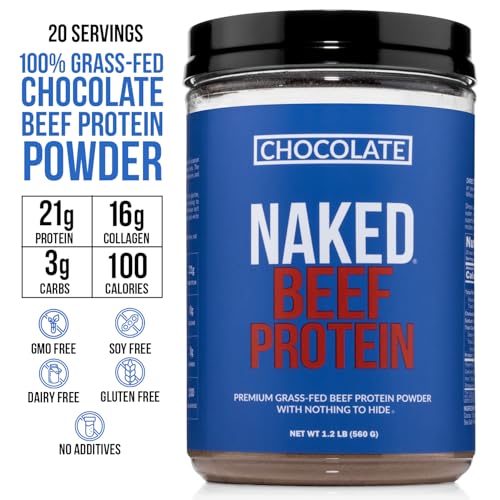 Image of NAKED Chocolate Beef Protein Isolate - Grass Fed European Beef Bones, 21g Protein & Collagen Amino Acids, Dairy Free, No Artificial Ingredients, Paleo Keto Carnivore Friendly, Chocolate - 20 Servings
