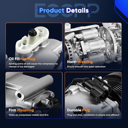 Image of ECCPP AC Compressor for Jaguar S-Type X-Type for Lincoln LS 3.0L 2000-2008 | Fast Cooling AC Compressor with Clutch