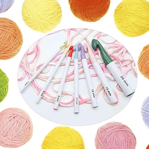 7 Pcs Plastic Large Crochet Hook Set 7 mm-20 mm Large Size Crochet Hooks for Wool Sewing Yarn Weaving Craft Tools